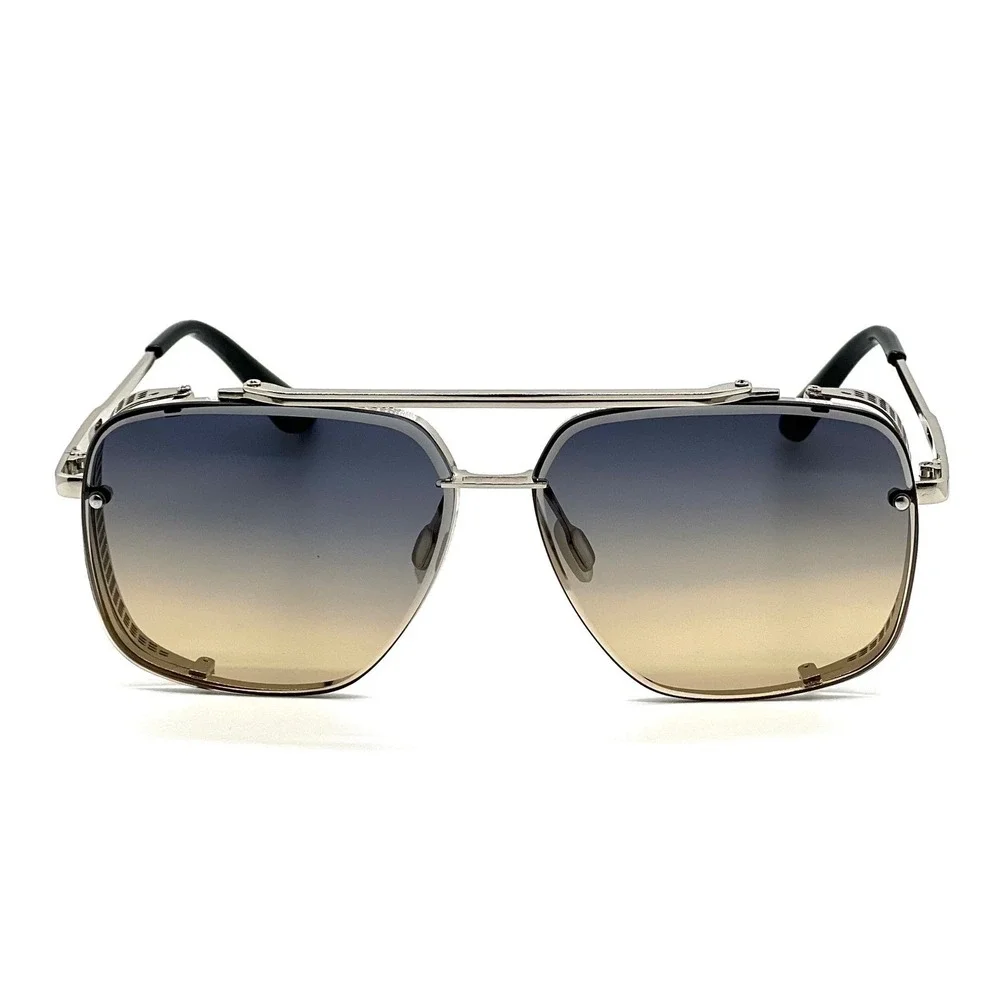 Women Sunglasses Silver Frame Gradient Green Lens Metal Unique Outdoor Outfits - Picture 7 of 7